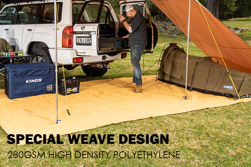 Kings 6mx3m Caravan Mesh Floor Mat Camping Park Rug High Desnity Weave